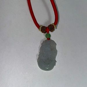Chinese Light Jade Rooster Necklace